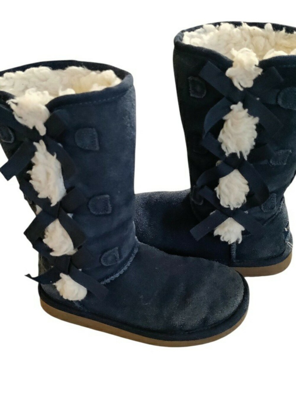 Koolaburra By UGG Victoria Suede Boots Bow Sherpa Blue
